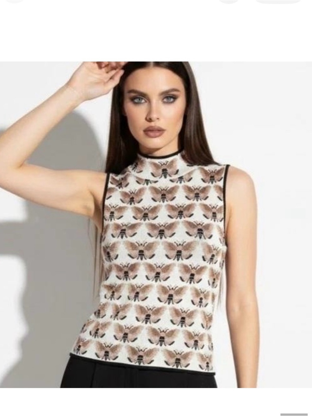 Anthropologie Sarah Gordon Maeve Sleeveless Jacquard Moth Motif, XS